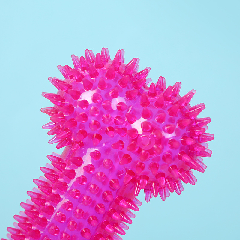 Interactive Squeaky Plush Dog Toy - 애완견 씹는 장난감 뼈 모양의 가시볼