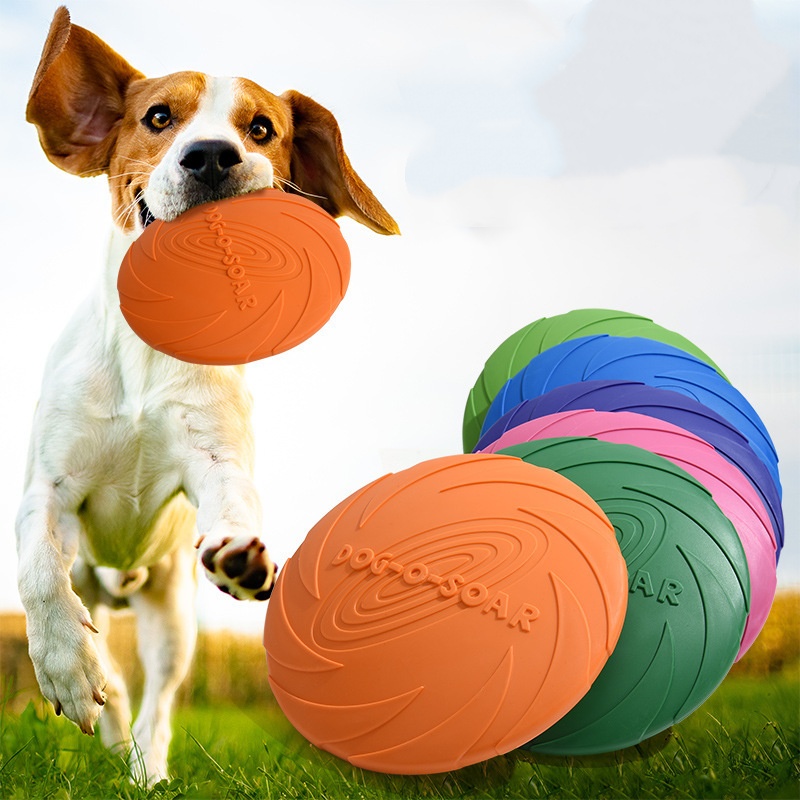 Flying Disc Dog Training Toy - 강아지와 고양이를 위한 상호작용형 실리콘 플라잉